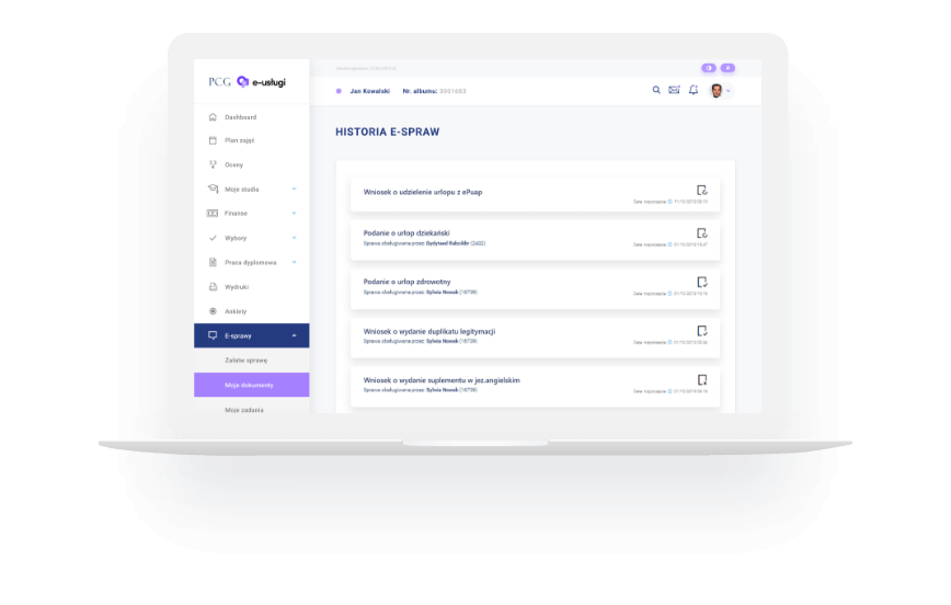 e-services screen