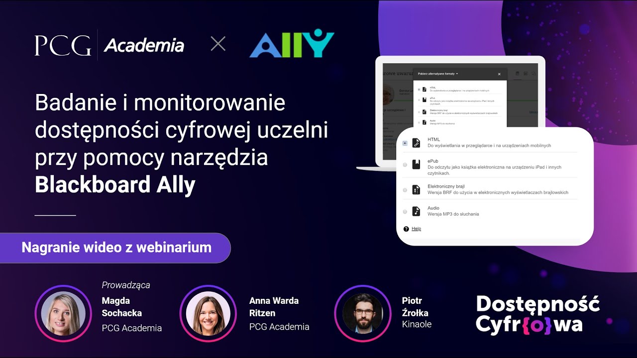 Badanie i monitorowanie dostępności cyfrowej uczelni przy pomocy narzędzia Blackboard Ally